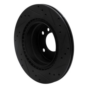 BMW 128I Brake Rotor (1) - Rear Left - R1 Concepts - Drilled & Slotted - Black - `08-`13